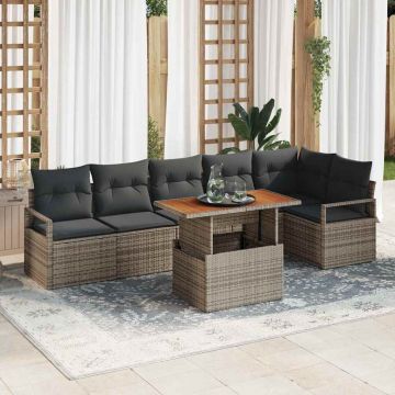 vidaXL Set de masă pentru grădină 7 pcs Gri și Brown 100 x 55 x 73 cm