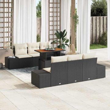 vidaXL Set de masă pentru grădină 7 pcs Negru și Crem 100 x 55 x 73 cm