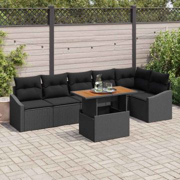 vidaXL Set de masă pentru grădină 7 pcs Negru și Maro 100 x 55 x 73 cm