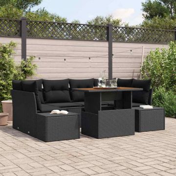 vidaXL Set de masă pentru grădină 7 pcs Negru și Maro 100 x 55 x 73 cm