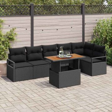 vidaXL Set de masă pentru grădină 7 pcs Negru și Maro 100 x 55 x 73 cm