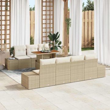 vidaXL Set de masă pentru grădină 8 pcs Bej și crem 100 x 55 x 73 cm
