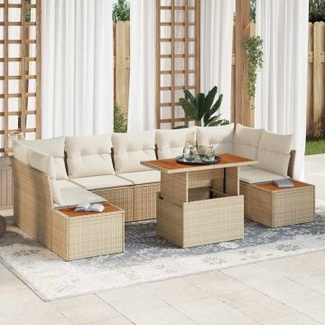 vidaXL Set de masă pentru grădină 8 pcs Bej și crem 100 x 55 x 73 cm