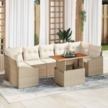 vidaXL Set de masă pentru grădină 8 pcs Bej și crem 100 x 55 x 73 cm
