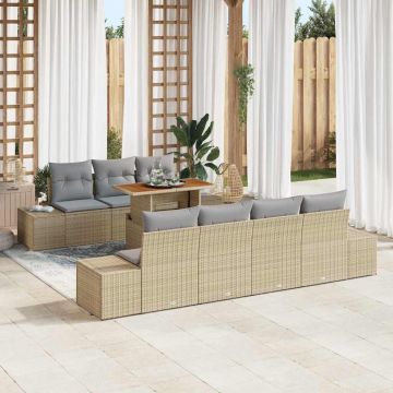 vidaXL Set de masă pentru grădină 8 pcs Bej și gri 100 x 55 x 73 cm