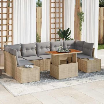vidaXL Set de masă pentru grădină 8 pcs Bej și gri 100 x 55 x 73 cm