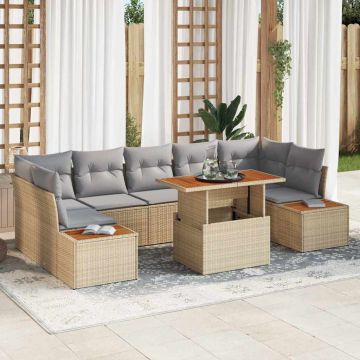 vidaXL Set de masă pentru grădină 8 pcs Bej și gri 100 x 55 x 73 cm