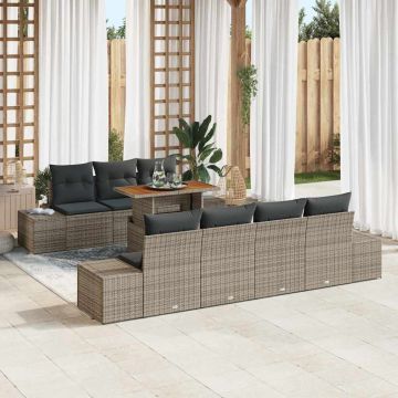 vidaXL Set de masă pentru grădină 8 pcs Gri și Brown 100 x 55 x 73 cm