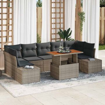 vidaXL Set de masă pentru grădină 8 pcs Gri și Brown 100 x 55 x 73 cm