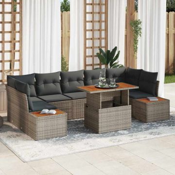 vidaXL Set de masă pentru grădină 8 pcs Gri și Brown 100 x 55 x 73 cm