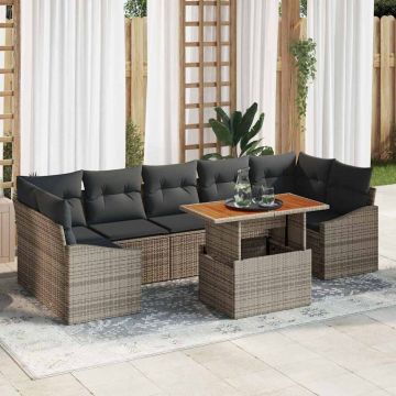 vidaXL Set de masă pentru grădină 8 pcs Gri și Brown 100 x 55 x 73 cm