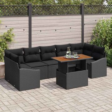 vidaXL Set de masă pentru grădină 8 pcs Negru și Maro 100 x 55 x 73 cm
