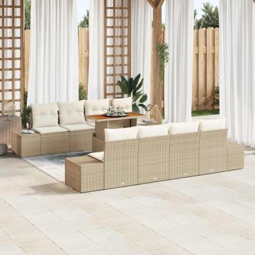 vidaXL Set de masă pentru grădină 9 pcs Bej și crem 100 x 55 x 73 cm