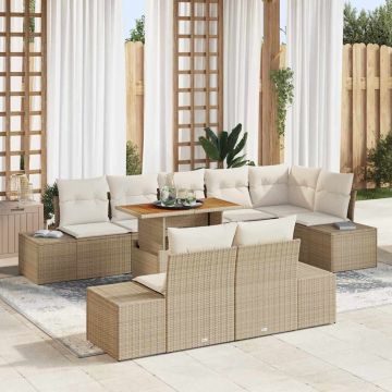 vidaXL Set de masă pentru grădină 9 pcs Bej și crem 100 x 55 x 73 cm