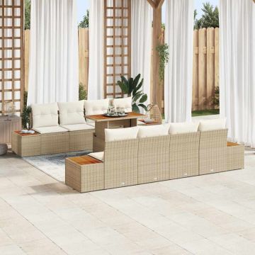 vidaXL Set de masă pentru grădină 9 pcs Bej și crem 100 x 55 x 73 cm