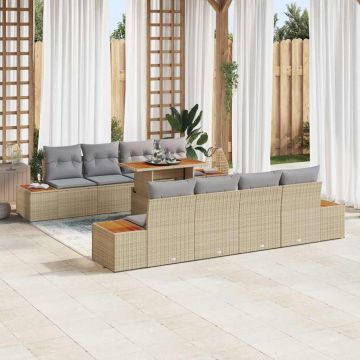 vidaXL Set de masă pentru grădină 9 pcs Bej și gri 100 x 55 x 73 cm