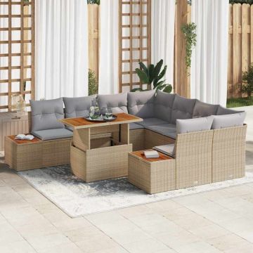 vidaXL Set de masă pentru grădină 9 pcs Bej și gri 100 x 55 x 73 cm