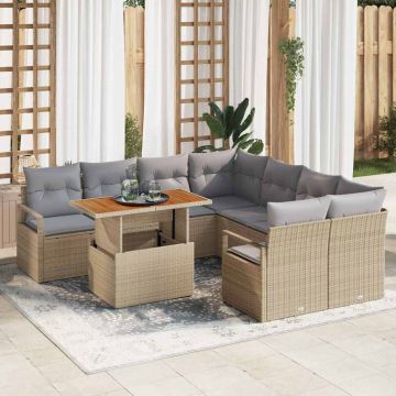 vidaXL Set de masă pentru grădină 9 pcs Bej și gri 100 x 55 x 73 cm