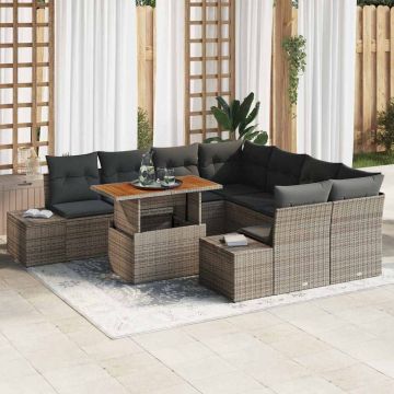 vidaXL Set de masă pentru grădină 9 pcs Gri și Brown 100 x 55 x 73 cm