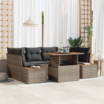 vidaXL Set de masă pentru grădină 9 pcs Gri și Brown 100 x 55 x 73 cm