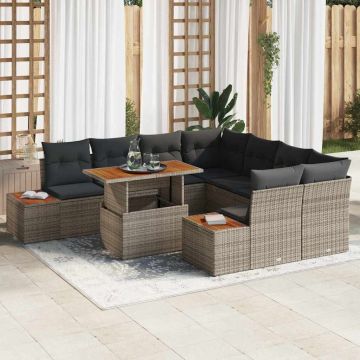 vidaXL Set de masă pentru grădină 9 pcs Gri și Brown 100 x 55 x 73 cm
