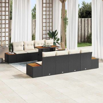 vidaXL Set de masă pentru grădină 9 pcs Negru și Bej 100 x 55 x 73 cm