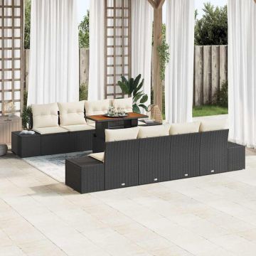 vidaXL Set de masă pentru grădină 9 pcs Negru și Crem 100 x 55 x 73 cm