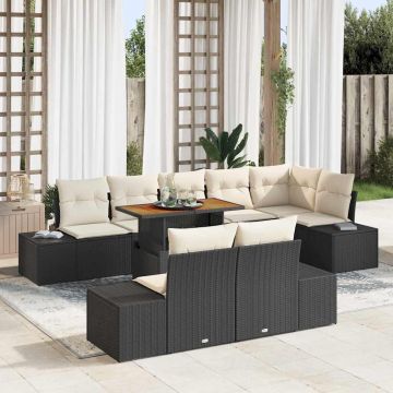 vidaXL Set de masă pentru grădină 9 pcs Negru și Crem 100 x 55 x 73 cm