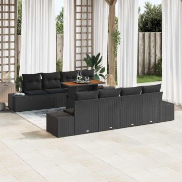 vidaXL Set de masă pentru grădină 9 pcs Negru și Maro 100 x 55 x 73 cm