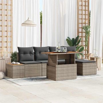 vidaXL Set de masă pentru grădină cu pernă 6 pcs Gri și Brown