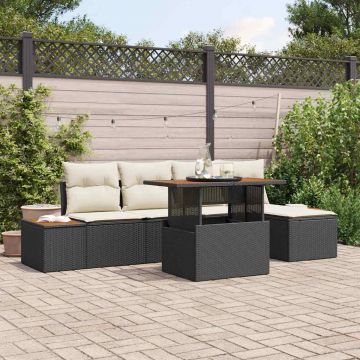 vidaXL Set de masă pentru grădină cu pernă 6 pcs Negru și Bej