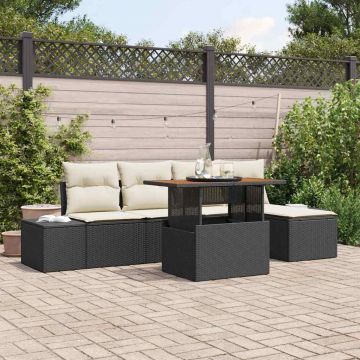 vidaXL Set de masă pentru grădină cu pernă 6 pcs Negru și Crem