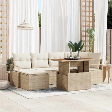 vidaXL Set de masă pentru grădină cu pernă 7 pcs Bej și crem