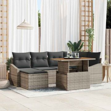 vidaXL Set de masă pentru grădină cu pernă 7 pcs Gri și Brown