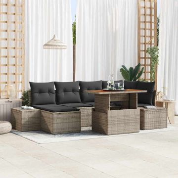 vidaXL Set de masă pentru grădină cu pernă 7 pcs Gri și Brown