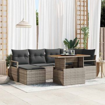 vidaXL Set de masă pentru grădină cu pernă 7 pcs Gri și Brown