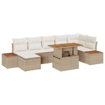vidaXL Set de masă pentru grădină cu pernă 8 pcs Bej și crem