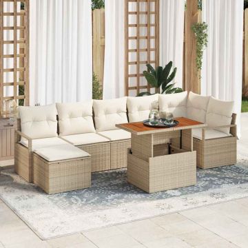 vidaXL Set de masă pentru grădină cu pernă 8 pcs Bej și crem