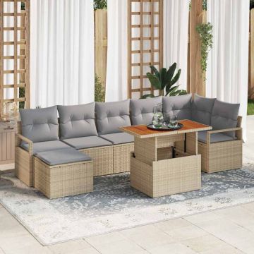 vidaXL Set de masă pentru grădină cu pernă 8 pcs Bej și gri
