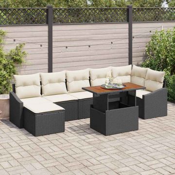 vidaXL Set de masă pentru grădină cu pernă 8 pcs Negru și Crem