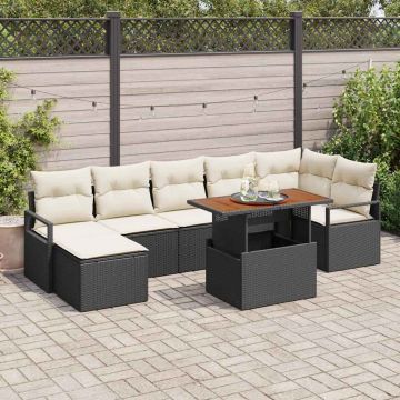 vidaXL Set de masă pentru grădină cu pernă 8 pcs Negru și Crem