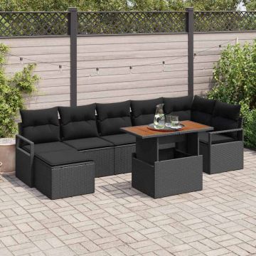 vidaXL Set de masă pentru grădină cu pernă 8 pcs Negru și Maro