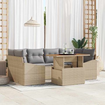 vidaXL Set de masă pentru grădină cu pernă Bej și gri 100 x 55 x 73 cm