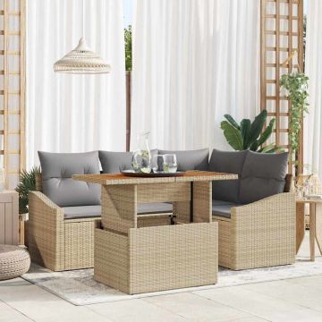 vidaXL Set de masă pentru grădină cu pernă Bej și gri 100 x 55 x 73 cm