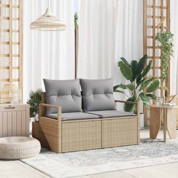 vidaXL Canapea de grădină cu pernă Bej 120 x 62 x 69cm poliratan