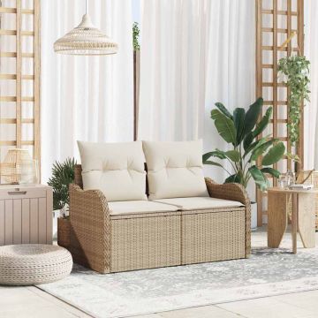 vidaXL Canapea de grădină cu pernă Bej 121 x 62 x 69cm poliratan