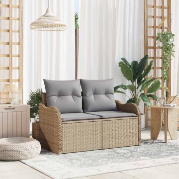 vidaXL Canapea de grădină cu pernă Bej 121 x 62 x 69cm poliratan