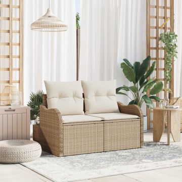 vidaXL Canapea de grădină cu pernă Bej 121 x 62 x 69cm poliratan