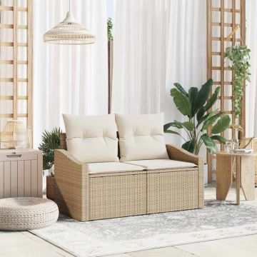 vidaXL Canapea de grădină cu pernă Bej 123 x 62 x 69cm poliratan