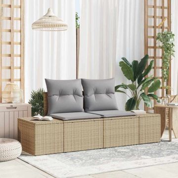 vidaXL Canapea de grădină cu pernă Bej 123 x 62 x 69cm poliratan